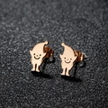 Polierte Ohrstecker in Roségold mit Clown-Motiv aus minimalistischem Edelstahl - Roségold