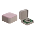 Detail view of pink and grey velvet octagonal jewelry box for bracelets and bangles - Pink & Gray