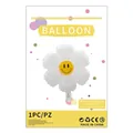 White daisy foil balloon with a smiley face design in a 71x71cm medium size - Medium Smiley Face White Daisy