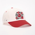 Cappellino baseball color-block bianco e rosso con ricamo labbra e stelle laterali - Bianco Sporco Spliced Rosso