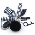 Black and white checkered neoprene safety keychain set with personal alarm and accessories - B&W Plaid (Style 17)