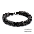 Men's 8mm black Byzantine chain bracelet in stainless steel with a circular clasp - Pure Black Thick Style (KB106717-Z)