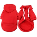 Vue avant et arrière d'un sweat à capuche rouge pour animaux avec poche zippée - (anhui Hair) Pull À Poche Zippée Pour Gros Chien Rouge Pur / 5xl (tour De Poitrine 92 Cm Environ 50 À 40 Kg Pour Animaux De Compagnie)