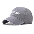 Vintage washed gray baseball cap with white Forever 3D embroidery and curved brim - Adjustable / Gray