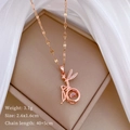Detail view of rose gold fairy pendant necklace showing weight size and chain specifications - Rose Gold Fairy Pendant (B209)