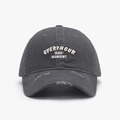 Casquette de baseball en coton lavé gris foncé avec broderie 3D et bordure usée - Réglable / Gris clair