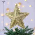Golden glitter star tree topper for Christmas tree decoration, size 23cm x 23cm - Gold Striped