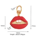 Pendentif lèvres en émail rouge plaqué or pour la création de bijoux et colliers - Lèvres Rouges / Rouge