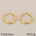 Golden stainless steel hoop earrings in 19mm size with secure click closure - Thickened Hoop Style (KE114000-KFC)