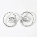 Minimalist geometric double-loop spiral earrings in polished silver stainless steel - Silver (PD2545)
