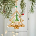 Hollow wooden Christmas tree ornament featuring elk and pine patterns with a jute rope - Christmas Tree