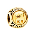 Golden zodiac ox bead with hollow star patterns for DIY jewelry charm bracelets - Taurus / Gold