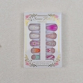 24-piece press-on almond nails featuring 3D floral relief and pink gradient designs - 3D Carved Shell Almond Nails (WY-073)