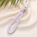 Braided wristlet keychain in white and light purple with silver lobster clasp on fabric - 12mm Wide / Purple White (K2617)