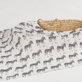 Bamboo cotton muslin baby swaddle blanket featuring realistic black zebra prints on white - Zebra