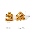 Dettaglio orecchini a puzzle placcati oro 18k con strass colorati e dimensioni - Stile Puzzle Multicolore (HC-E10149) / Oro 18K