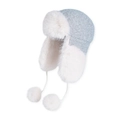 Colbacco invernale grigio con fodera in ecopelliccia bianca e lacci con pompon - Grigio