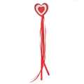Sparkly red heart fairy wand with ribbons for Valentine's Day party costumes - Multi-layer Red White Glitter Heart Fairy Wand (No. 43)