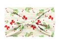 Christmas holly leaves and red berries print wide elastic yoga headband for women - L11-White Merry Christmas