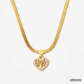 Golden heart-shaped Tree of Life necklace set with shimmering rhinestones and snake chain - Gold Necklace (KDD299)