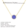 Collana con pietra portafortuna di marzo in acciaio inossidabile placcato oro 14K - Color Acciaio / Marzo Blu Chiaro (Colore Acquamarina)