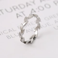 Minimalist silver laurel leaf stainless steel ring with elegant brushed metal finish - US 6 / Silver
