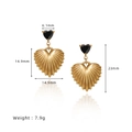 Pendientes de corazón dorado con dijes de picas negras y acero inoxidable bañado en oro 18K - Corazón Dorado (Par)