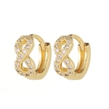 Elegantes pendientes de aro infinito dorados con pavé de circonitas cúbicas brillantes - Huggie de Micro Pavé con Símbolo de Infinito Dorado