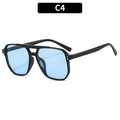 Classic black pilot sunglasses with double bridge and transparent blue lenses C4 - Black Frame Blue Lens