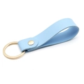 Light blue PU leather keychain with gold metal ring and rivet for bags and car keys - Light Blue & Gold