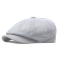 Berretto newsboy estivo grigio chiaro in mesh traspirante con bottone classico - Grigio chiaro