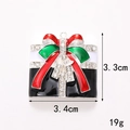 Detailed view of a Christmas gift box charm with dimensions 3.3cm by 3.4cm and enamel finish - D2058 Christmas Gift (Silver)