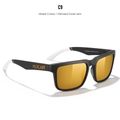 Classic square polarized sunglasses with matte black frames and mirrored gold lenses - Black & White Mixed / Mirrored Gold Lens