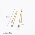 Pendientes de borla dorados con perlas blancas y violetas, longitud de 8,2 cm - Dorado (Pendientes de Borla Ajustables)