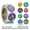 Laser cartoon animal reward stickers roll with giraffe and penguin designs for kids - Style A-467 Laser Cartoon