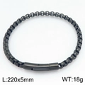 Bracciale da uomo in acciaio inossidabile nero con catena a scatola quadrata e chiusura magnetica - Bracciale (220mmx5mm) / Bracciale Nero (KB210379-KFC)