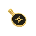 18K gold plated constellation necklace pendant with black Gemini zodiac symbol - Gemini - Single Pendant