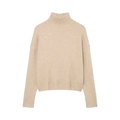Oatmeal knit turtleneck sweater with ribbed cuffs and hem in a relaxed fit design - S / Off White