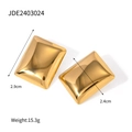 Rectangle polished 18k gold stainless steel earrings with cushion-shaped mirror finish - Gold