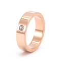 Minimalist 5mm rose gold stainless steel ring with a sparkling round diamond inlay - US 5 / Rose Gold