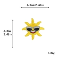 Cartoon sun embroidery patch with grey sunglasses for DIY clothing decoration, 6.3cm size - GZ-2774 With Adhesive Backing