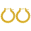 Chic twisted rope gold plated stainless steel hoop earrings for women stylish jewelry - 3D Twisted Rope Hoop