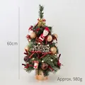 Mini árbol de Navidad 60cm con base dorada lazos rojos piñas y luces LED peso 980g - Árbol Decorado de 60cm con Luces LED