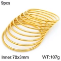 9-piece set of 18k gold plated stainless steel bangles with 70x3mm inner diameter - 9Pcs Set-Gold (KB181568-KFC)