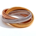 Set de tres pulseras flexibles de cadena de serpiente minimalista en oro plata y rosa - Multicolor