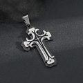 Double-layer stainless steel cross pendant in silver and black finish for men - 60cm Ball Chain + Thickened Black/Silver Pendant