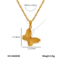 Collana a farfalla dorata in acciaio al titanio con dettagli di misure e peso tecnico - Stile Farfalla (HC-N40009) / Oro