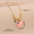 Collana con ciondolo cuore rosa e malocchio blu con catena in acciaio inossidabile - Rosa