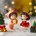 Figurines de couple de Noël en costume de renne pour décoration de micro paysage DIY - Couple de Noël Debout (1 Paire)