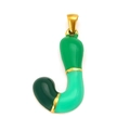 18k gold plated stainless steel letter J pendant with green enamel gradient finish - Letter J (Single Pendant)